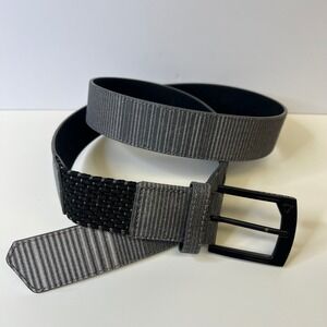 Cuater by TravisMathew Mens Grey Striped Stretch Golf Belt Size 42 Black Buckle